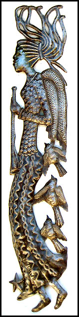 Handcrafted Metal Angel Design - Wall Hanging - 8" x 34"- Haitian Metal Art