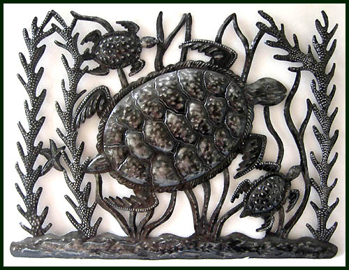 Haitian Metal Steel Drum Turtle Wall Decor - Metal Wall Art 24” x 18”