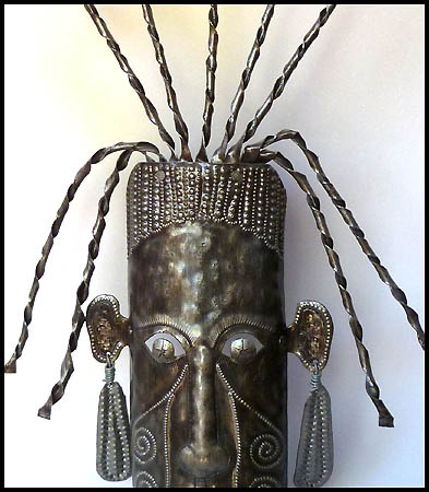 Haitian Metal Mask wall hanging - Steel drum metal art