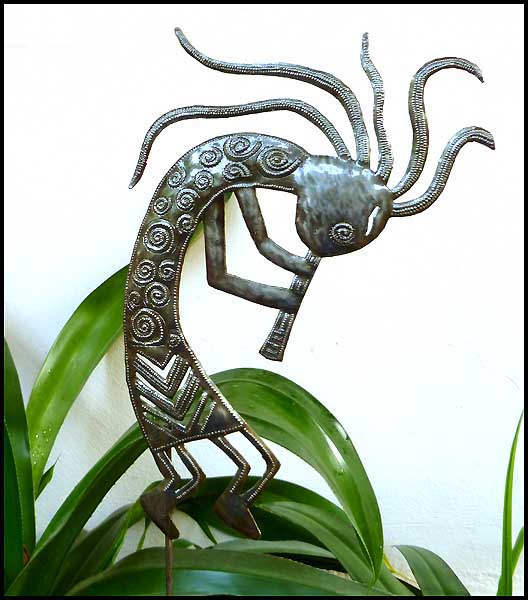 Southwestern Kokopelli Plant Stake - Plant Markers, Metal Garden Decor - 9" x 16"