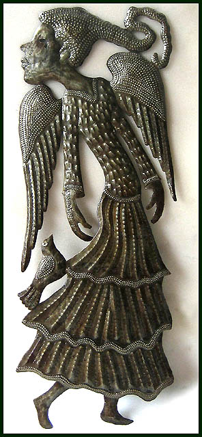 Steel Drum Metal Angel Wall Hanging - Haitian Art - 11" x 24"