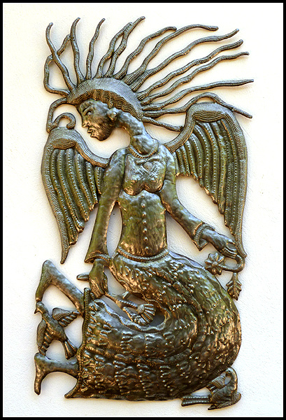 Metal Angel Haitian Recycled Steel Drum Wall Hanging - Metal Wall Art - 34"