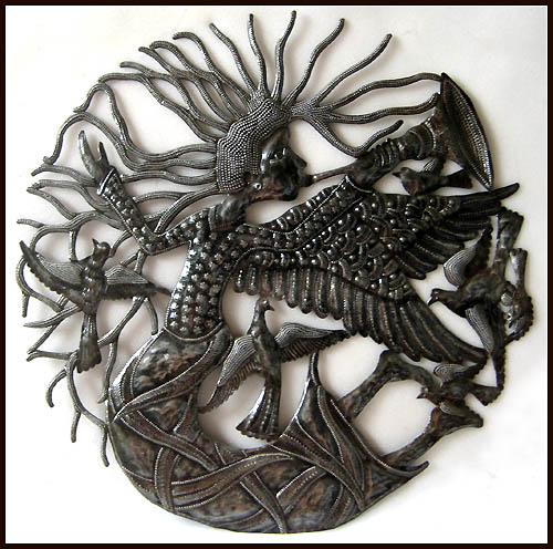 Angel Metal Wall Decor - Handcrafted Haitian Steel Drum Art - Metal Art - 23"