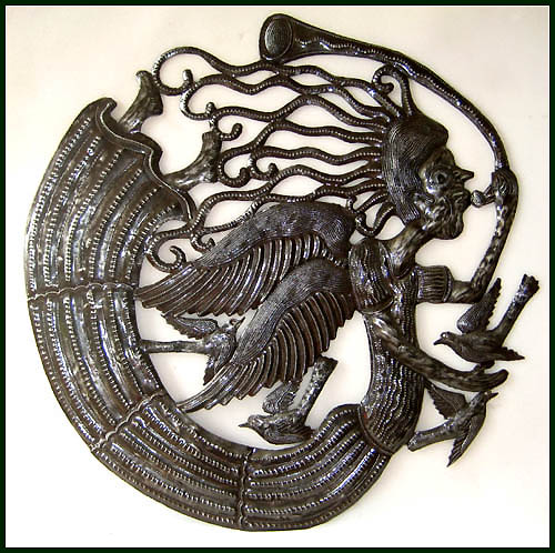 Metal Angel Wall Hanging, Haitian Steel Drum Art - Angel Metal Sculpture Wall Decor - Metal Art - 24