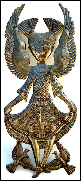 Angel Wall Hanging - Handcrafted Metal Wall Art of Haiti - Metal Art - 33"