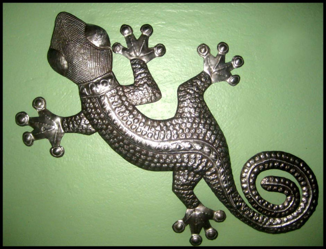 Gecko Design - Haitian Steel Drum Metal Art - Handcrafted - 10" x 14"