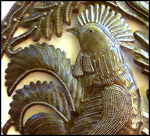 Roosters - Fold Art Haitian metal art wall hanging