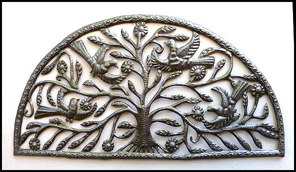 Birds Metal Wall Hanging - Haitian Steel Drum Metal Art - Wall Art -18" x 34"