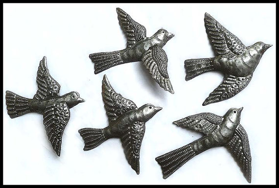 Flock of birds - Haitian metal art - steel drum art