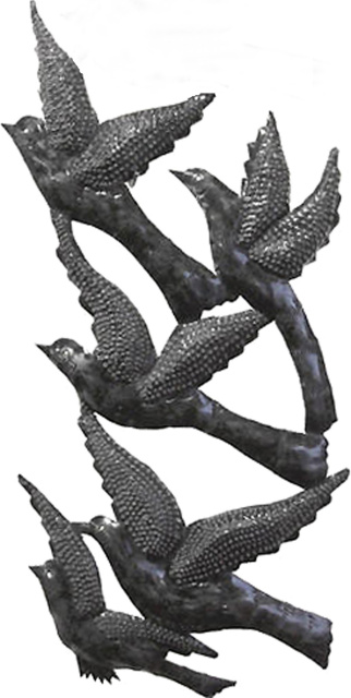metal birds wall art, Haitian metal art