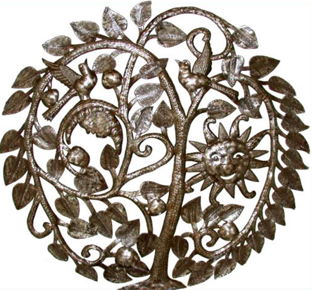 Tree of Life Wall Hanging - Metal Wall Art, Haitian Steel Drum Metal Art - 28" x 30"