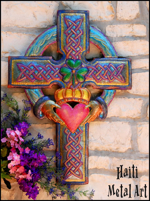 Iridescent cross wall hanging. 