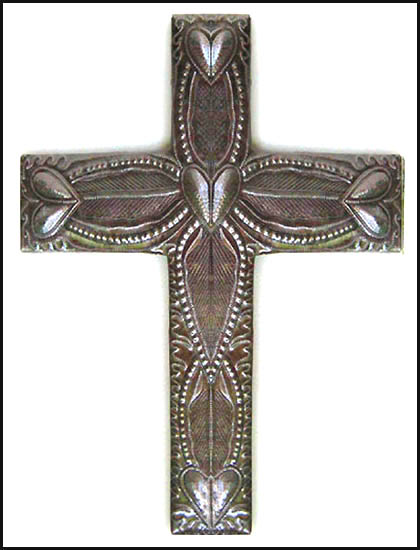 Metal Cross Wall Hanging -  Haitian Steel Drum Metal Art - 12 1/4" x 9"