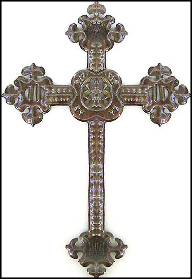 Metal Wall Cross Wall Hanging -  Haitian Metal Art Design- 12 1/4" x 8 1/2"