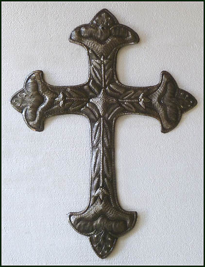 Decorative Metal Cross - Handcut from Recycled Steel Drums - 12