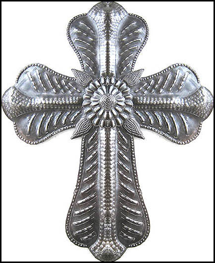 Metal Wall Hanging Cross - Recycled Steel Drum Art - 12" x 9 1/2"