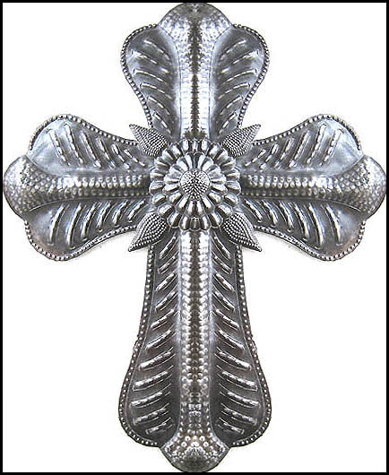 Metal Wall Hanging Cross - Recycled Steel Drum Art - 12" x 9 1/2"