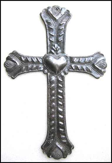 Religious Wall Cross - Decorative Metal Design - 18 1/2