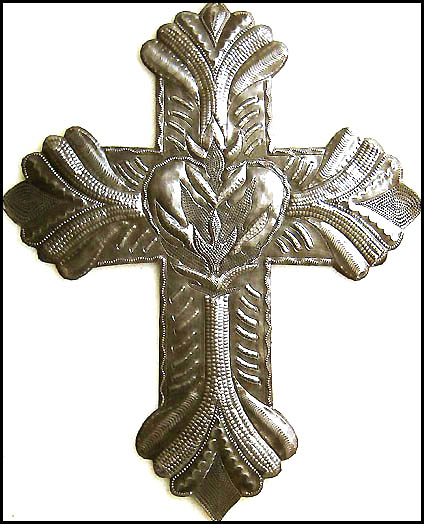 Cross - Decorative Metal Wall Cross - Haitian Steel Drum Art - 12" 