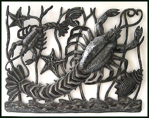 Sealife wall decor. Decorative Haitian metal art.