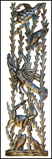 Metal Fish Wall Hanging - Handcrafted Recycled Steel Drum Art of Haiti - 8" x 34"