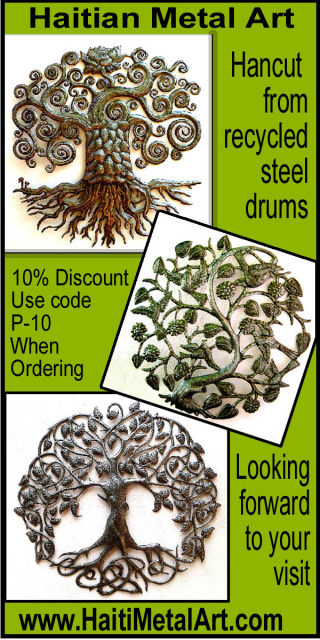 Handcrafted metal tree wall decor - Haiti Metal Art