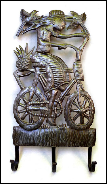 Metal Wall Hook - Haitian steel drum metal art -bicycle