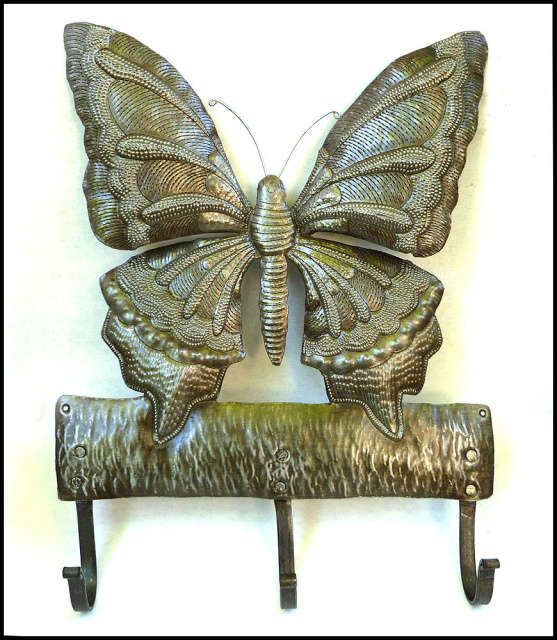 Butterfly Wall Hook - Metal Towel Hook - Metal Art of Haiti - Bathroom Hook