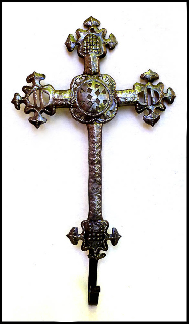  Metal Cross Wall Hook - Coat Hook - Metal Towel Hook -  Haitian Metal Art