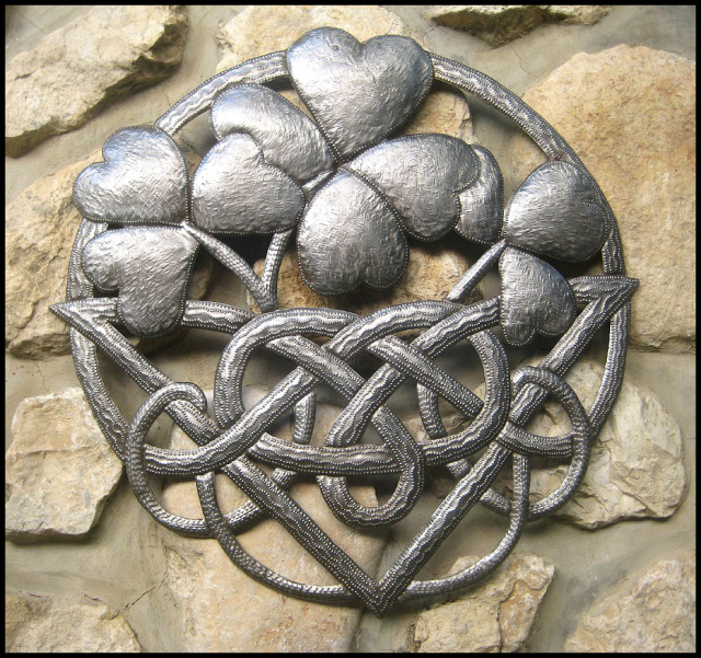 Celtic Knot Art, Shamrocks, Irish Art, Irish Decor, Irish Gift, Metal Wall Art, 23", St. Patrick's D