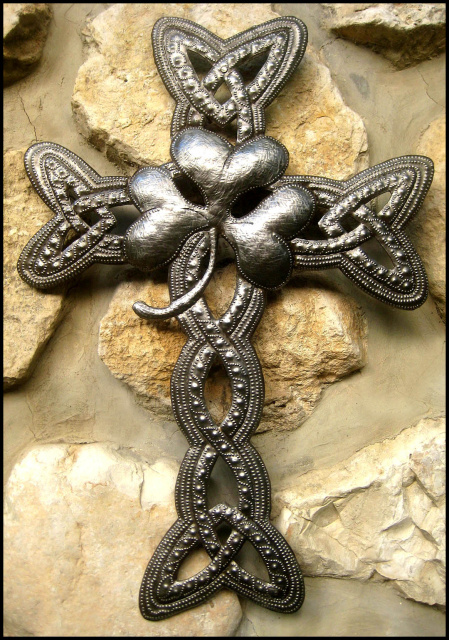 Celtic Cross, Irish Art, Irish Decor, Metal Wall Art, Irish Shamrock, 20", Irish Gift, Metal Wall De