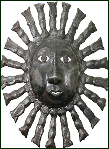 Steel Drum Face Design - Haitian Metal Wall Art - Metal Art - 18" x 24"