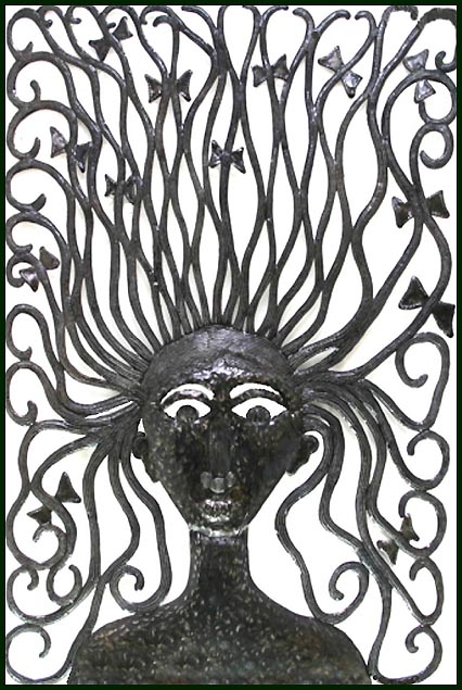 Haitian Steel Drum Wall Hanging - Metal Art - Garden Decor, Hair & Bows - 17" x 24