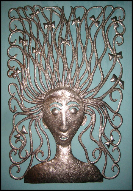 Haitian metal art - woman