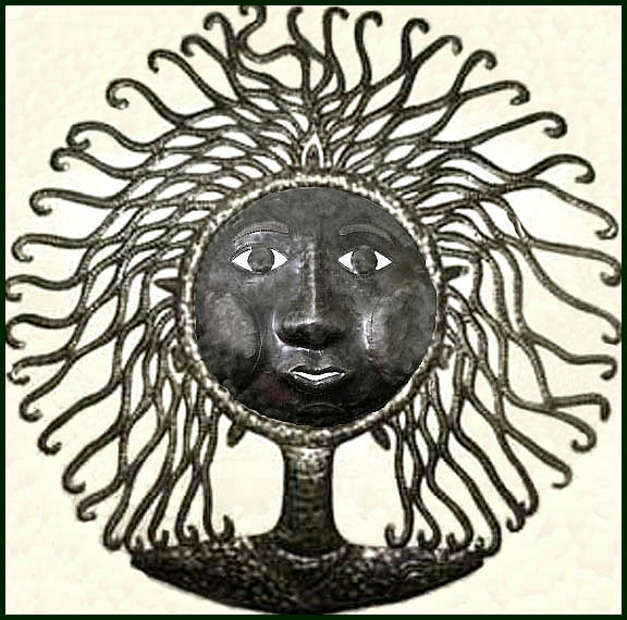 Haitian Steel Drum Metal Art Wall Hanging - Wild Haired Mamma - 24"