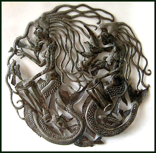 Haitian Metal Art Mermaid Wall Hanging - Haitian Metal Art - Handcrafted Recycled Steel Drum Haitian