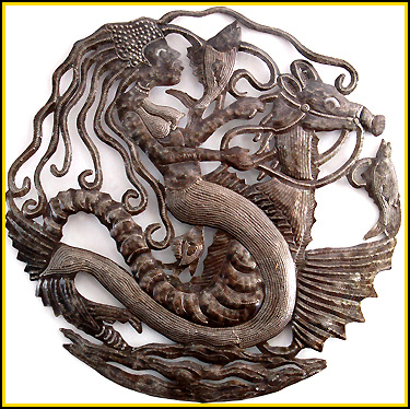Nautical Decor, Metal Art, metal mermaid, Haitian metal art