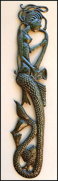 Mermaid Metal Wall Hanging - Art of Haiti, Metal Wall Hanging, Haitian Recycled Steel Drum Metal Art