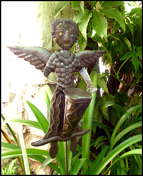 Garden Decor - Metal Angel Design Plant Stick - Metal Plant Marker - 10" x 18"