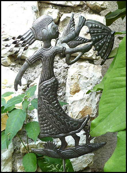 Bâton de plante de jardin - Poteau haïtien d'art en métal
