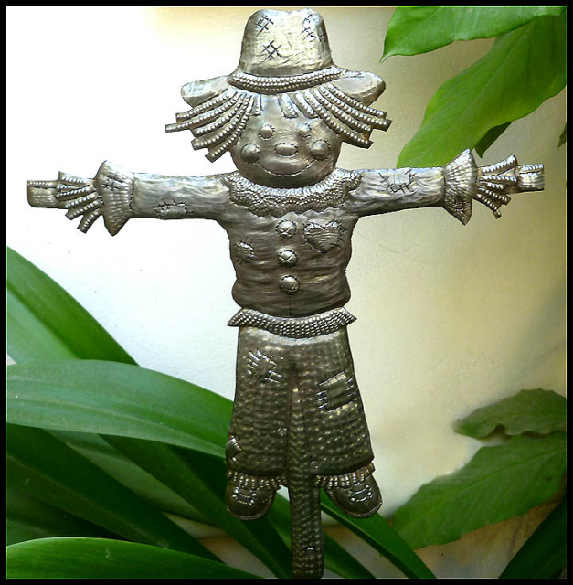 Metal Garden Art - Scarecrow Metal Plant Marker - Garden Plant Stake - 10 3/4" x 13".