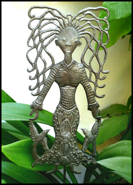 Piquet de plante en métal fabriqué à la main - marqueur de jardin - art de métal de tambour en acier haïtien - art de jardin