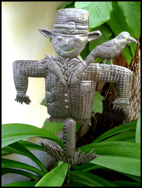 Piquet de plante en métal fabriqué à la main - marqueur de jardin - art de métal de tambour en acier haïtien - art de jardin