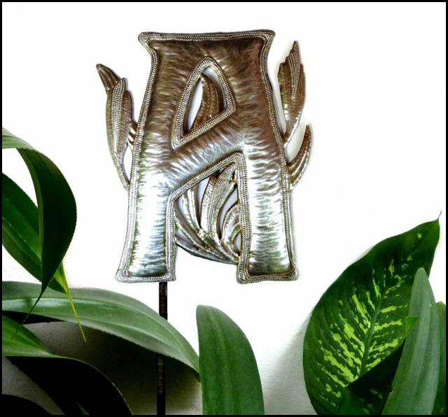 Garden Plant Stake, Metal Letter Plant Markers, Steel Drum Metal Art - 12"