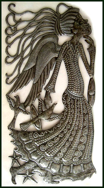 Angel design. Decorative Haitian steel drum metal art.