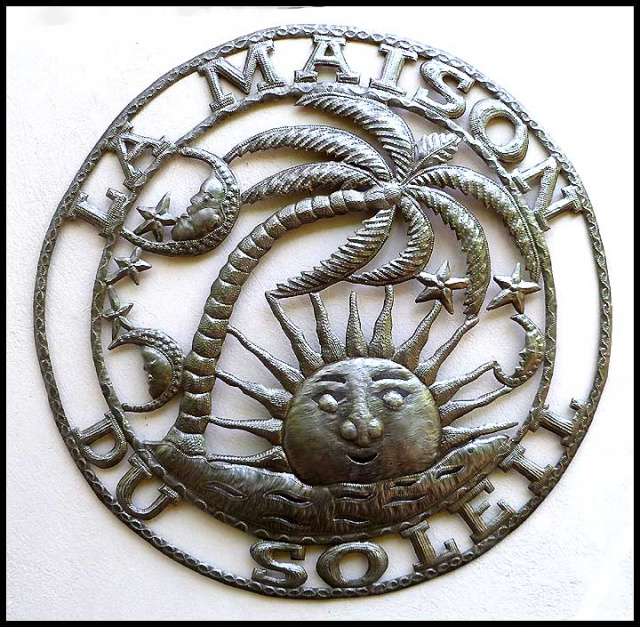 Metal Sun Wall Hanging, Outdoor Wall Decor, Tropical Metal Wall Decor -- 24"