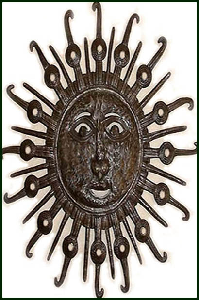 Haitian Metal Art Face Design - Decorative Sun Wall Hanging - 24" x 34"