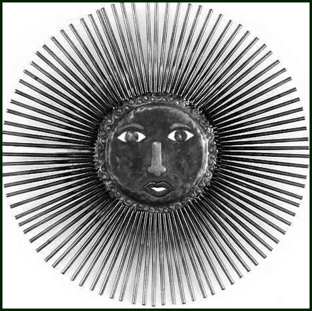 Metal Sun Design Wall Hanging, Metal Wall Art, Haitian Steel Drum Metal Art - 34"