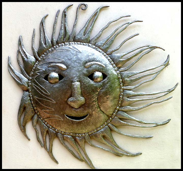 Metal Sun Wall Hanging - Haitian Steel Drum Art - Metal Art of Haiti - 24"