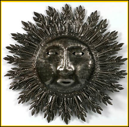 Sun Metal Wall Hanging,  Haitian Metal Art,  Metal Sun, Sun Metal Wall Art, 34", Recycled Steel Drum